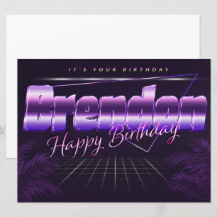Brendon Name Vorname lila retro Karte Geburtstag Card