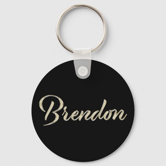 Brendon Name whitegold Button Schlüsselanhänger Key Ring (Front)