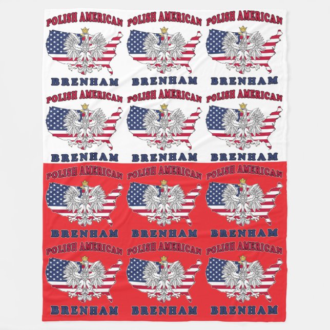 Brenham Texas Polish American Fleece Blanket (Front)