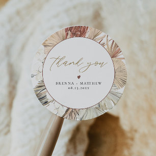 BRENNA Bohemian Terracotta Dry Palm Boho Round Classic Round Sticker