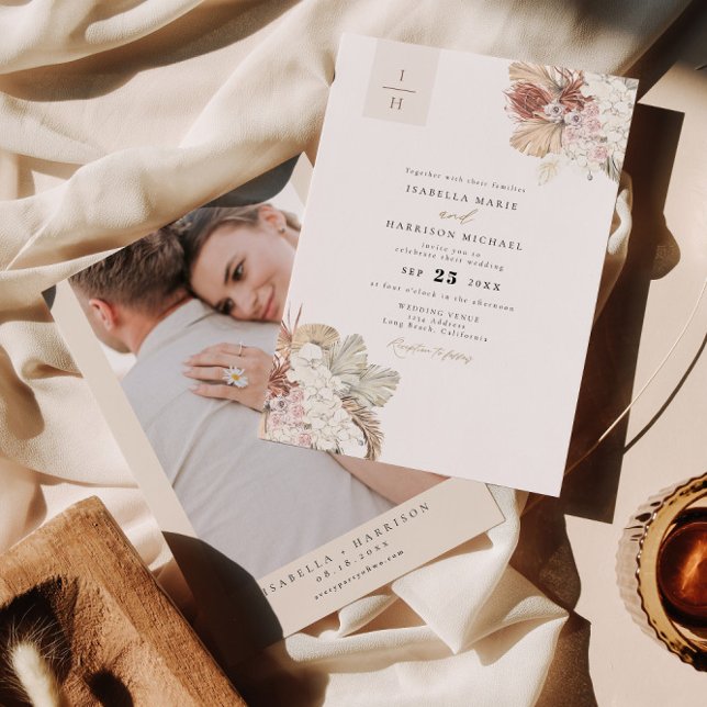 BRENNA Bohemian Tropical Palm Earth Tone Wedding Invitation (Creator Uploaded)
