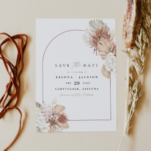 BRENNA Boho Arch Terracotta Palm Save the Date Invitation