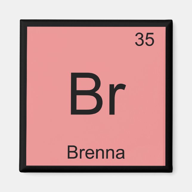 Brenna Name Chemistry Element Periodic Table Magnet (Front)