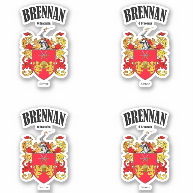 Brennan Crest Irish Translation & Meaning (x4) (Front)