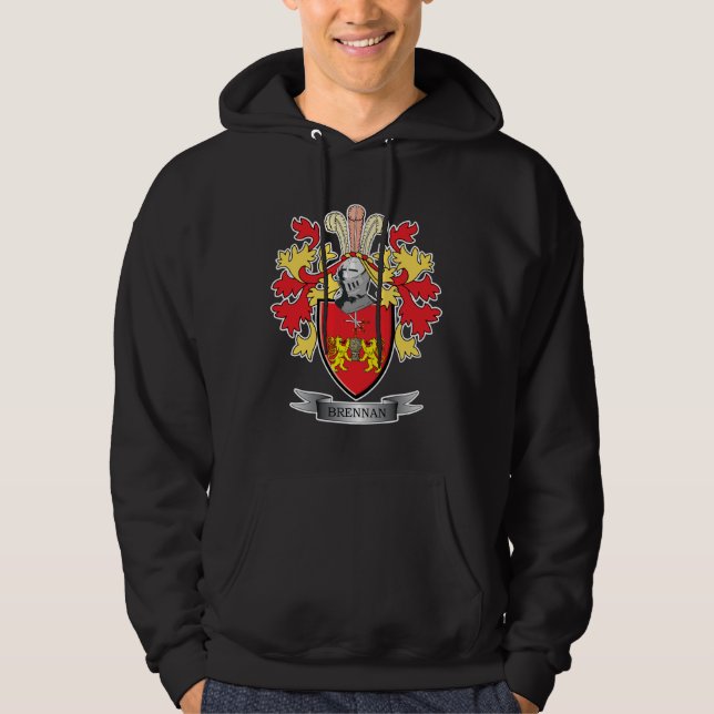 Brennan Family Crest Coat of Arms Hoodie (Front)
