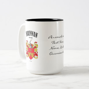 Brennan Family Crest, Translation & Meaning Two-Tone Coffee Mug