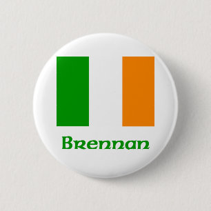Brennan Irish Flag 6 Cm Round Badge