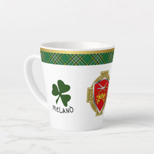 Brennan Irish Shield & Tartan Personalized Latte Mug