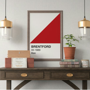 Brentford Bee Red and White - Full Width Poster