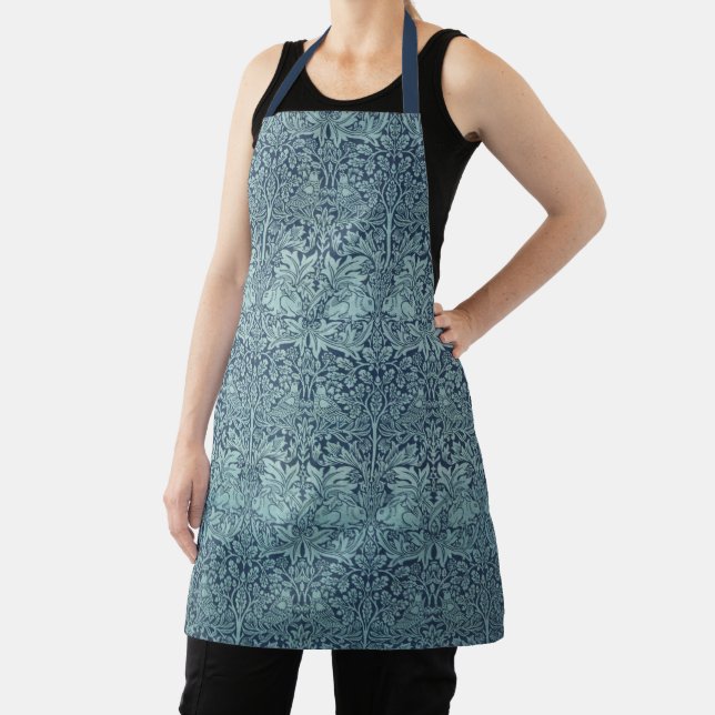 Brer Rabbit by William Morris Blue Textile Pattern Apron (Insitu)