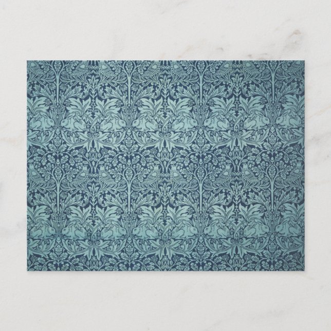 Brer Rabbit by William Morris Blue Textile Pattern Postcard (Front)