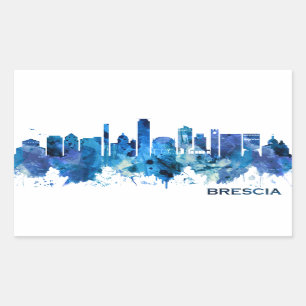Brescia Italy Skyline Blue Rectangular Sticker