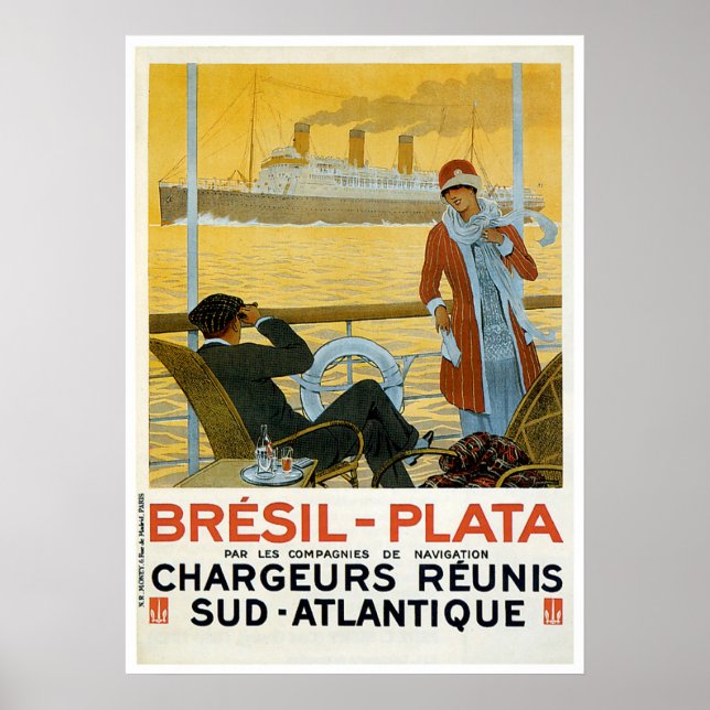 Bresil Brazil - Plata Vintage Ship Advertisement Poster (Front)