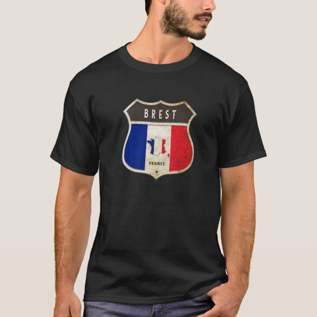 Brest France Coat Of Arms Flags City/Gift T-Shirt (Front)