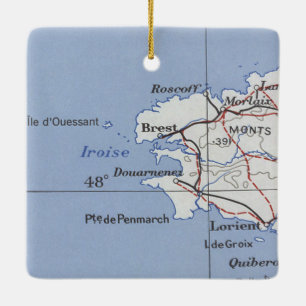 Brest France Vintage Map Ceramic Ornament