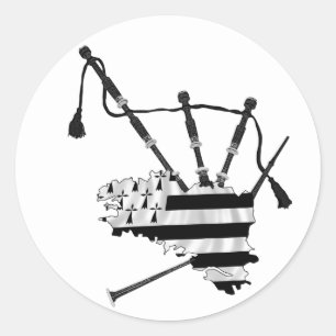 Breton bagpipe classic round sticker
