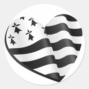 Breton flag heart classic round sticker