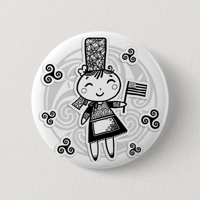 Breton girl 6 cm round badge (Front)