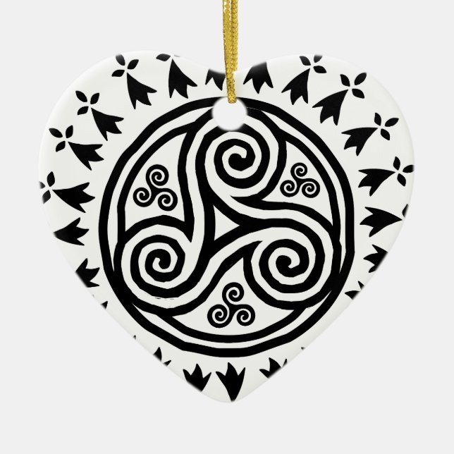 Breton triskel & hermines ceramic tree decoration (Front)
