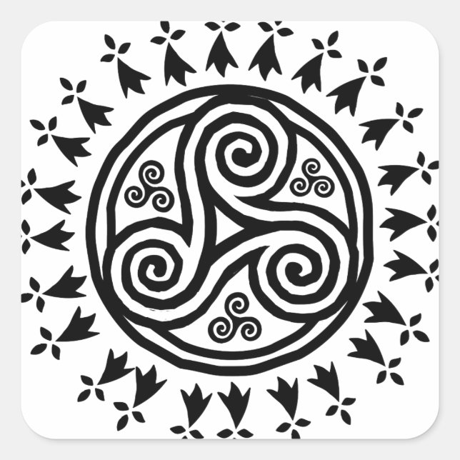Breton triskel & hermines square sticker (Front)