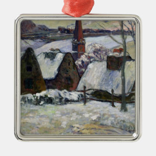Breton village under snow, 1894 metal tree decoration