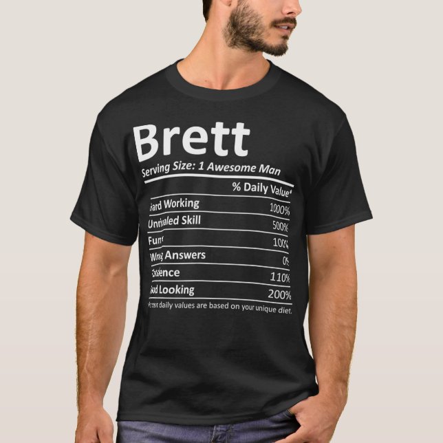 BRETT Nutrition Funny Birthday Personalised Name T-Shirt (Front)