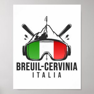 Breuil-cervinia Ski Resort Retro Skiing Poster