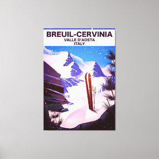 Breuil-Cervinia,Valle d’Aosta, italy,ski poster Canvas Print