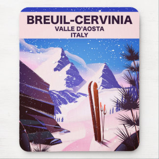 Breuil-Cervinia,Valle d’Aosta, italy,ski poster Mouse Mat