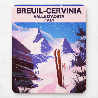 Breuil-Cervinia, Valle d’Aosta, italy, ski poster Mouse Mat