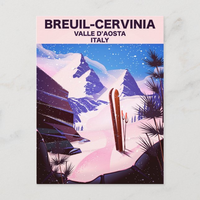 Breuil-Cervinia,Valle d’Aosta, italy,ski poster Postcard (Front)