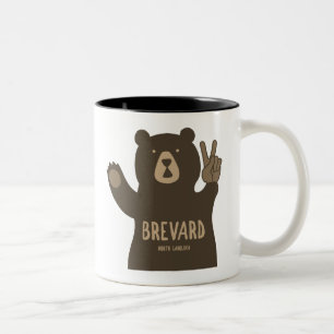Brevard North Carolina Peace Bear Two-Tone Coffee Mug