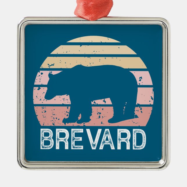 Brevard North Carolina Retro Bear Metal Tree Decoration (Front)