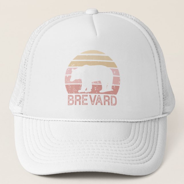 Brevard North Carolina Retro Bear Trucker Hat (Front)