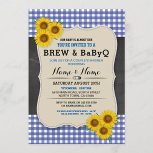 Brew and BABYQ Baby Shower Blue Sunflower Invite