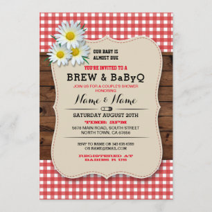 Brew and BABYQ Baby Shower Red Wood Daisy Invite