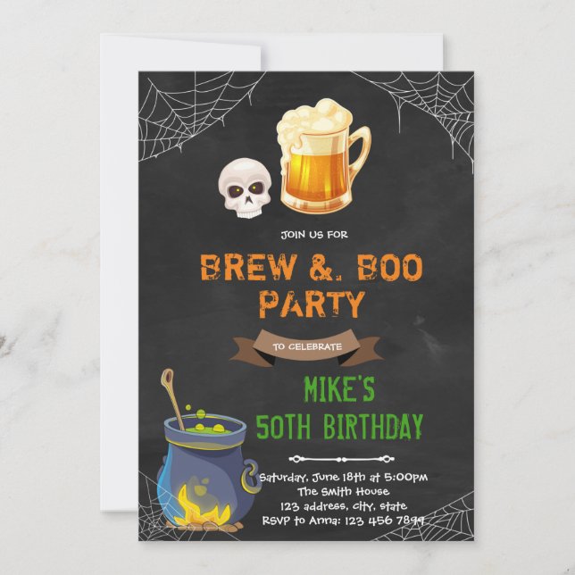 Brew and boo halloween invitation (Front)