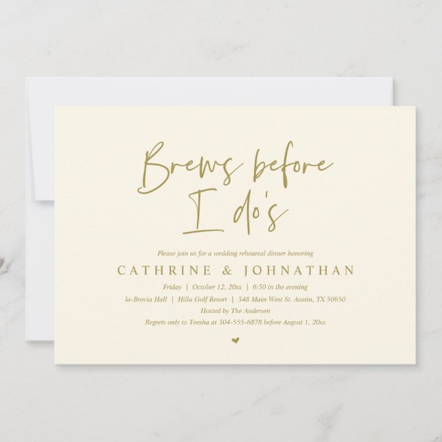 Brew before I do's, Wedding Rehearsal Dinner Invitation (Front)