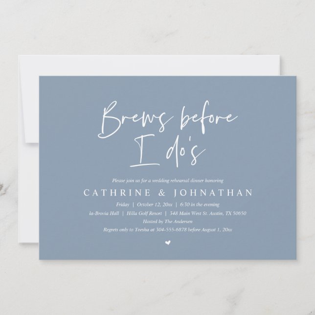 Brew before I do's, Wedding Rehearsal Dinner Invitation (Front)