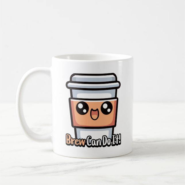 Brew Can Do It! Cute Coffee Pun Mug (Left)