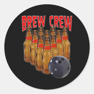 Brew Crew Bowling Classic Round Sticker