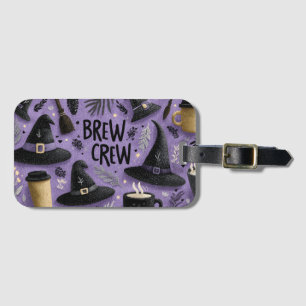 Brew Crew Graphic with Witch Hats, Coffee Mugs Luggage Tag