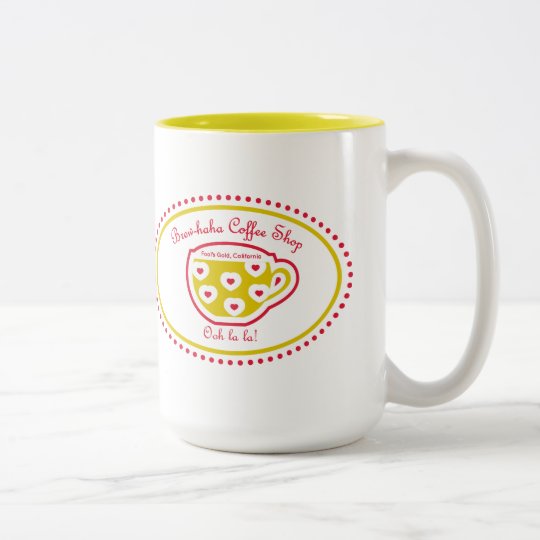 Brew-haha Coffee Shop Mug-Fool's Gold, California Two-Tone Coffee Mug