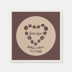 Brew Love Coffee Bean Heart Napkin