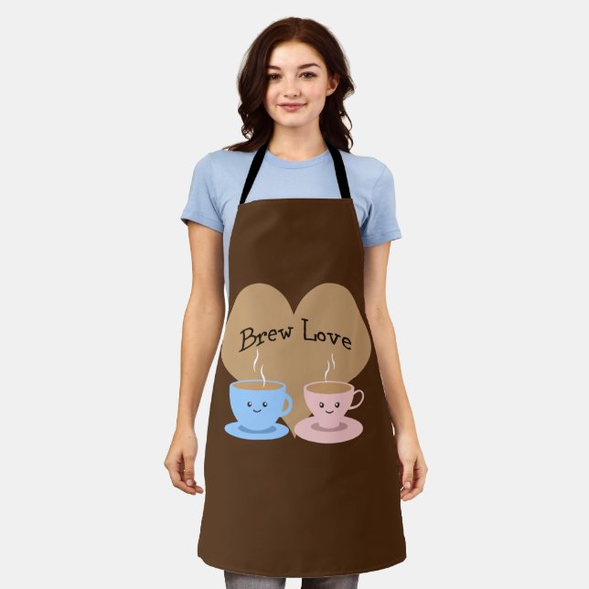 Brew Love! Coffee Mugs Apron (Worn)
