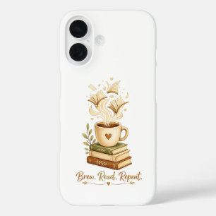 Brew. Read. Repeat. Cosy Coffee & Book Lover iPhone 16 Case