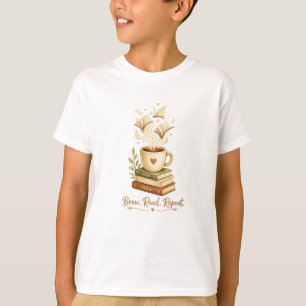 Brew. Read. Repeat. Cosy Coffee & Book Lover T-Shirt