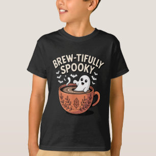 Brew-tifully Haunted Ghostly Coffee Halloween T-Shirt