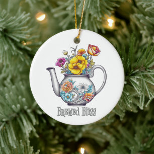 Brewed Bliss Teapot Ceramic Tree Decoration
