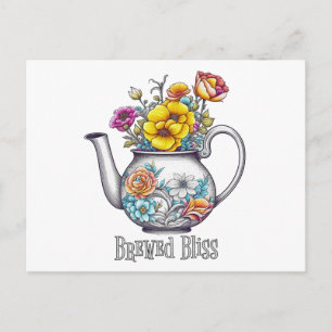 Brewed Bliss Teapot Postcard